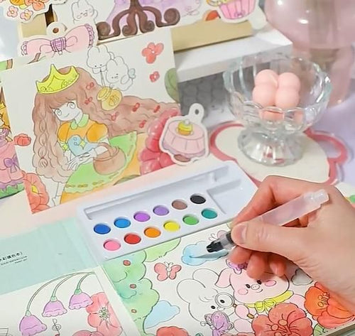 Cartoon Art Coloring Painting Set for Kid's